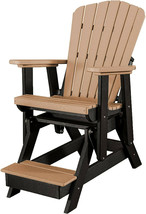 Adirondack Glider Chair w/ Footrest - Cedar &amp; Black 4 Season Poly Seat Amish Usa - £522.75 GBP