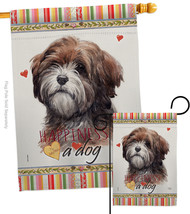 Brown Tibetan Terrier Happiness Flags Set Dog 28 X40 Double-Sided House Banner - £39.79 GBP