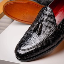Bianchi Genuine caiman Crocodile Dress Loafers Black image 12