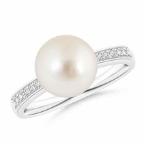 ANGARA South Sea Pearl Reverse Tapered Shank Ring for Women in 14K Solid Gold - £1,040.37 GBP