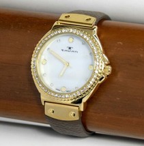 NEW Tavan 9789-BRN Womens Maiden Crystal Bezel MOP Dial Brown Leather Gold Watch - £37.93 GBP