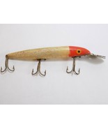 VINTAGE CISCO KID FISHING LURE 7&quot; LONG TROLLING LURE RED &amp; WHITE METAL BILL - $13.57 CAD