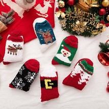 Christmas Fuzzy Socks,Fashion 6 Pairs Cute Coral Fleece Warm Cozy Socks Holiday - $22.55