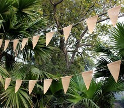 24 Pcs Burlap Banner 7” x 10” Triangle Flag Diy Decoration For Holidays ... - $19.79