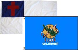2x3 Christian Christ &amp; State Oklahoma 2 Pack Flag Wholesale Combo 2&#39;x3&#39; Banner G - £7.56 GBP