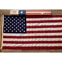 Vintage 50 Stars 3x5 ft Valley Forge Pioneer USA Flag wood W/ Box - £27.00 GBP