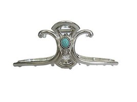 Extra large hair claw clip silver turquoise blue stone metal native western - $14.95