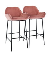 Elama 2 Piece Velvet Bar Stool in Blush Pink with Black Legs - $305.03 CAD