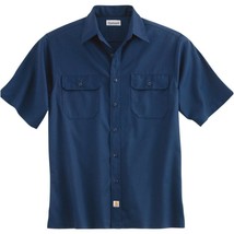 NWT CARHARTT Men&#39;s 3XL Short Sleeve Twill Work Shirt Navy Button Up Casu... - $37.62