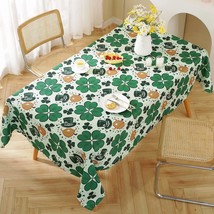 St Patrick s Day Tablecloth Rectangle 60 x 84 Inch Lucky Green Shamrock Clover I - £30.01 GBP