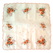 11 1/2 inch Vintage Hankie Handkerchief Yellow Orange Sheer Scalloped Edge  - £10.45 GBP