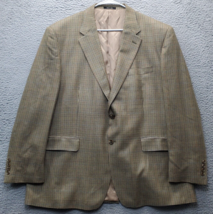 Chaps Blazer Jacket Men&#39;s 48R Multi Houndstooth Silk Notch Lapel Single Breasted - $27.73