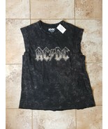 NWT AC/DC Sleeveless Black T-Shirt Short Shirt Crop Top Size Large Silve... - £17.68 GBP