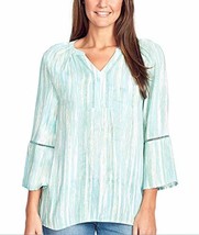 Gloria Vanderbilt Womens Nova Flutter Sleeve Blouse Paint Flow Aqua Mist... - $9.99