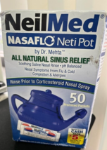 NeilMed Nasafl Neti Pot All Natural Sinus Relief with 50 Premixed Packets - £11.29 GBP
