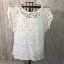DRESSBARN Women’s Blouse Top Laced Lined Ivory Lace White Camisole Size 3X - £12.42 GBP