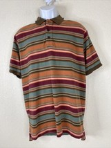 Orvis Men Size M Colorful Striped Retro Knit Polo Shirt Short Sleeve - £5.75 GBP