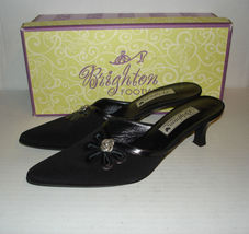 BRIGHTON ZURICH Womens Italian Black Fabric/Leather Mules Slides 8.5 N M... - £18.83 GBP