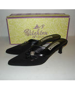 BRIGHTON ZURICH Womens Italian Black Fabric/Leather Mules Slides 8.5 N M... - £18.96 GBP