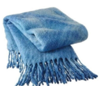 Midwest CBK Blue Fringed Tie Dyed Throw Blanket 54 x68 inches Wool Blend - $25.62