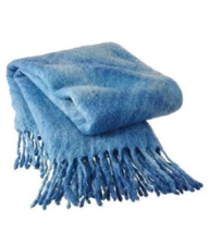 Midwest CBK Blue Fringed Tie Dyed Throw Blanket 54 x68 inches Wool Blend - £20.47 GBP