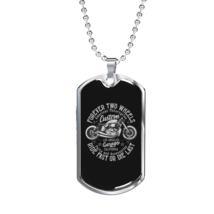 Forever 2 Wheels Biker Necklace Stainless Steel or 18k Gold Dog Tag 24&quot; - £37.18 GBP+