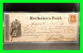 1870 Mechanics Bank Lancaster Pa Check Stehman Clarkson &amp; Co w/ Stamp Scott #R15 - £19.46 GBP
