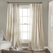 Lush Decor Rosalie Window Curtains Farmhouse, Rustic Style Panel Set, 54&quot;, Ivory - £34.37 GBP