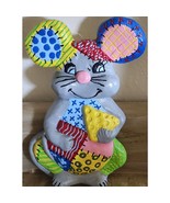 Vintage Chalkware Plaster Mouse W/ Cheese Wall Plaque Handpainted Patchwork - $15.90 CAD