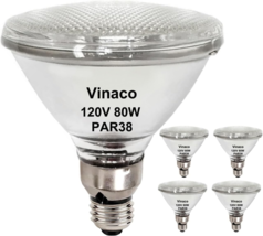 Vinaco PAR38 80W Flood Light Bulbs, 4 Pack PAR38 Halogen Dimmable Indoor... - £27.69 GBP