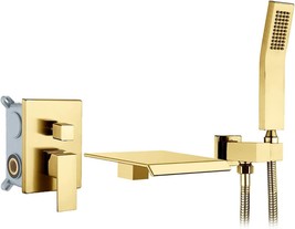 Yesimi Bathtub Shower System Brushed Gold Wall Mounted Shower Faucet Set With - £102.21 GBP