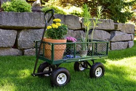 Garden Cart 10-Inch Tires Utility Carts 400-lb. Steel Mesh Gardening Yar... - $144.27