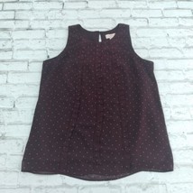 Loft Blouse Womens Small Red Polka Dot Sleeveless Lined Top Ruffle Front - £12.78 GBP