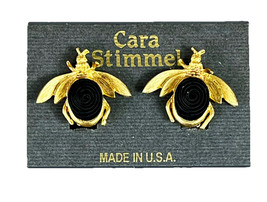 VTG Cara Stimmel  Earrings Large Gold Tone Bumble Bees Clip-On Earrings NOS - $26.86