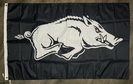 Arkansas Razorbacks Logo Flag 3x5 ft Black Sports Banner Man-Cave Garage - £12.75 GBP