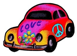 Car Buggy fabric Applique Iron On peace love flower Not embroidered 3 in... - $86.49 MXN