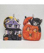 Vintage 1989 Halloween 8&quot; Pot Holders Set Haunted House &amp; Black Cat Jack... - $453.96 MXN