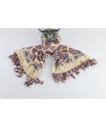 Vintage 40s 50s Rockabilly Paisley Silk Fringed Tassel Scarf Wrap Cream USA - $83.25 CAD