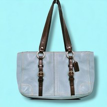 Coach Chelsea Pebbled Powder Blue Leather Grain Shoulder Bag Tote Buckle Y2K - £65.24 GBP