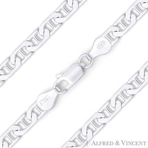 Solid .925 Sterling Silver 5.7mm Flat Marina Mariner Link Italian Chain Necklace - £68.54 GBP+