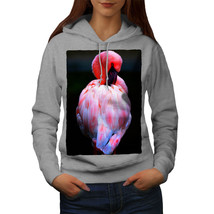 Wellcoda Pink Flamingo Feather Womens Hoodie, Bird Casual Hooded Sweatshirt - £28.81 GBP