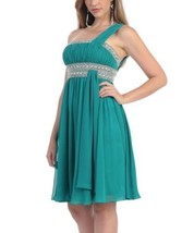 MayQueen Teal Hand-Beaded Asymmetrical Dress - Plus Too Size 20 - £54.67 GBP