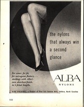 1951 Print Ad Alba Nylons Hosiery Pantyhose Full Fashion Mills NC lady legs art - £17.77 GBP