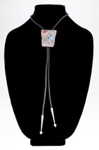 Argent Sterling Signé FS Bolo Cravate Avec Corail Et Turquoise Accents - $266.65