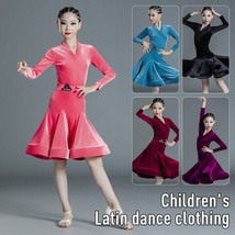 Girls Latin Dance Dress Kids Competition Ballroom Costumes Tango Salsa Dancewear - £22.85 GBP