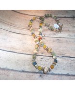 Necklace Bead Stone Glass Mixed Materials Upcycled Handmade 22&quot; Long w/T... - £11.79 GBP