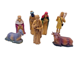 Vintage ART PLASTICS 7 Piece Nativity Set 5 Inch Holy Family Hong Kong - £29.74 GBP