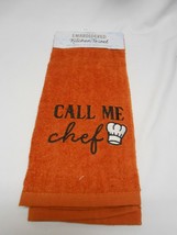  New Embroidered plush orange Kitchen Towel Says : Call Me Chef Stocking  - £4.15 GBP
