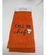  New Embroidered plush orange Kitchen Towel Says : Call Me Chef Stocking  - £4.13 GBP