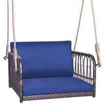 Single Person Hanging Seat with Seat and Back Cushions-Navy - Color: Navy - €121,11 EUR